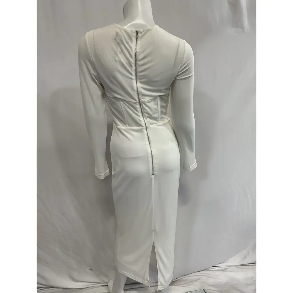 Bardot 'Ramona' White Corset Mesh Dress Size 6 - Picture 3 of 5